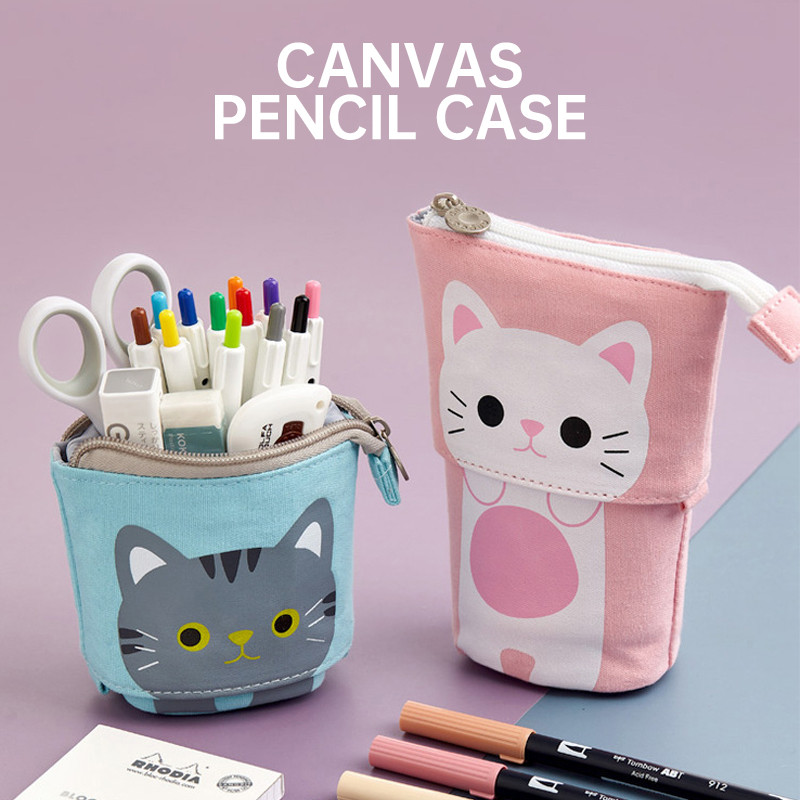 

Cute Cat Pencil Case Large Capacity Pencil Bag Kawaii Pen Box Girls Cosmetic Storage Bag Stationery School Office Supplies Gift
