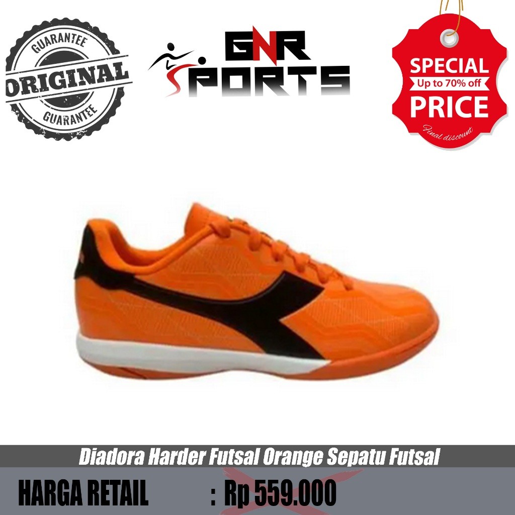 Diadora Harder Futsal Orange Sepatu Futsal Anak Original 100%
