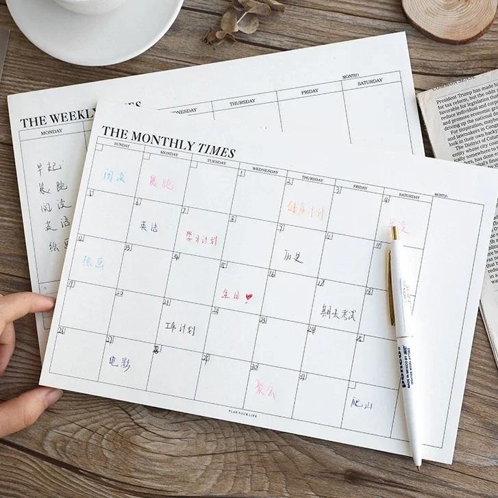 

Weekly Planner Monthly Undated Agenda A5 Notebook Schedules Study Planner Korean Stationery Office School Supplies