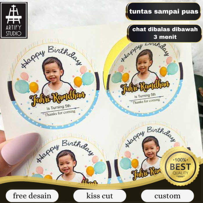 

Artify 2-4 Sticker Bulat Ulang Tahun Anak Stiker Ultah Free Design Template Birthday Bahan Chromo