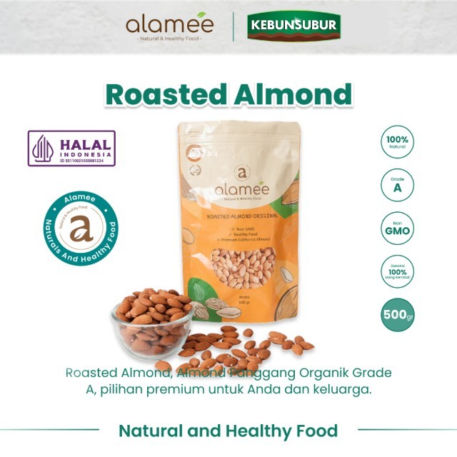 

ALAMEE Premium Roasted Almond Kacang Almon Panggang Grade A Organik 500 Gram kebunsubur Kebunsubur kebunsubur
