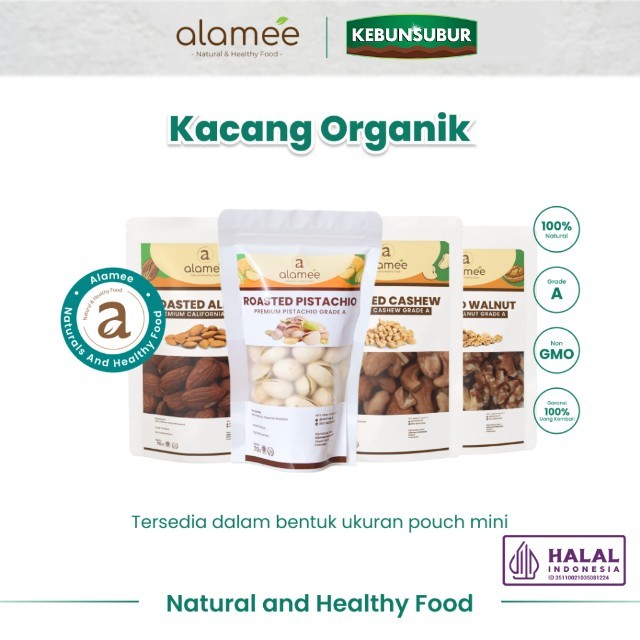 

alamee kacang panggang almond mede walnut pistachio Premium Roasted Grade A California kebunsubur Kebunsubur