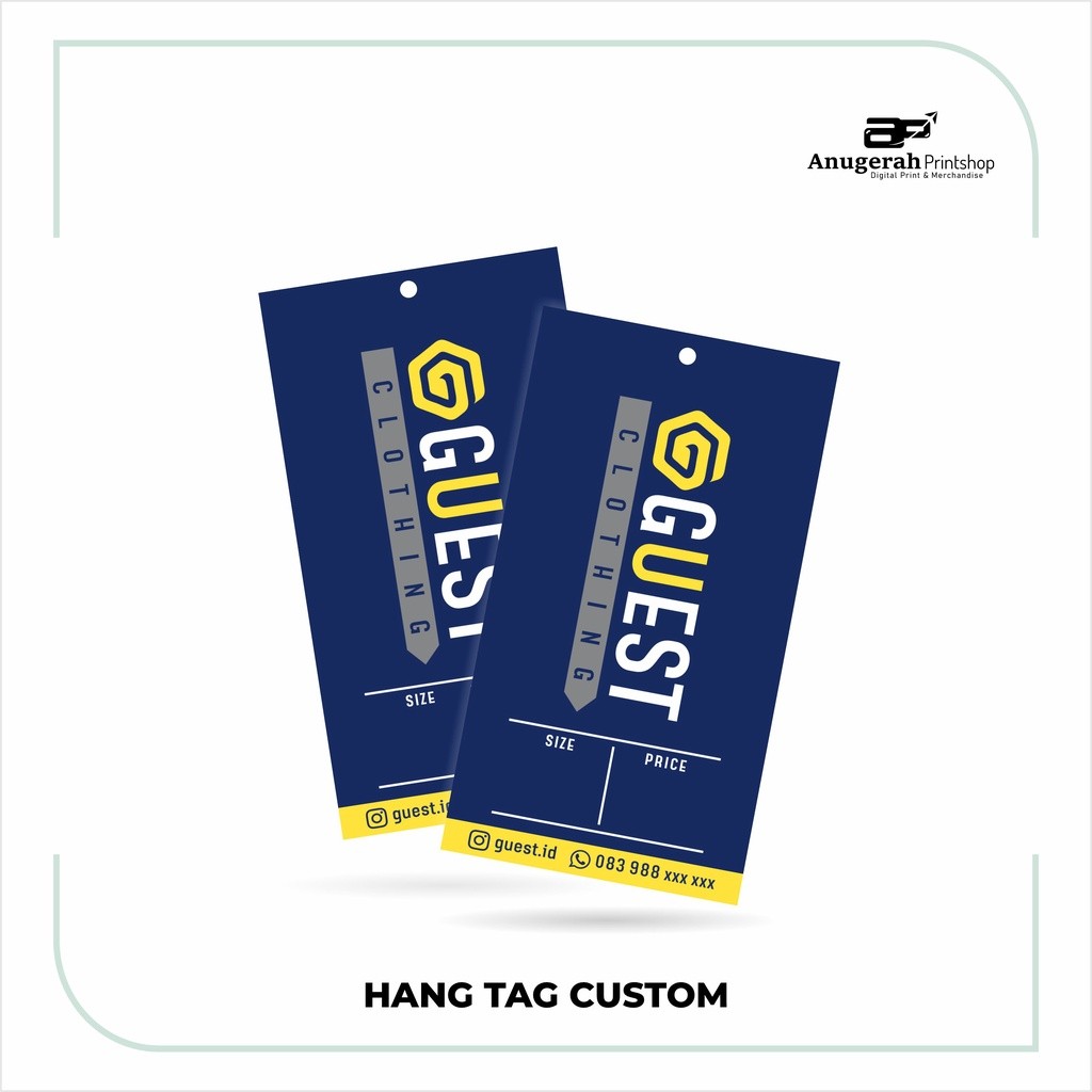 

Hangtag baju Hangtag hijab KODE A satu sisi custom free desain