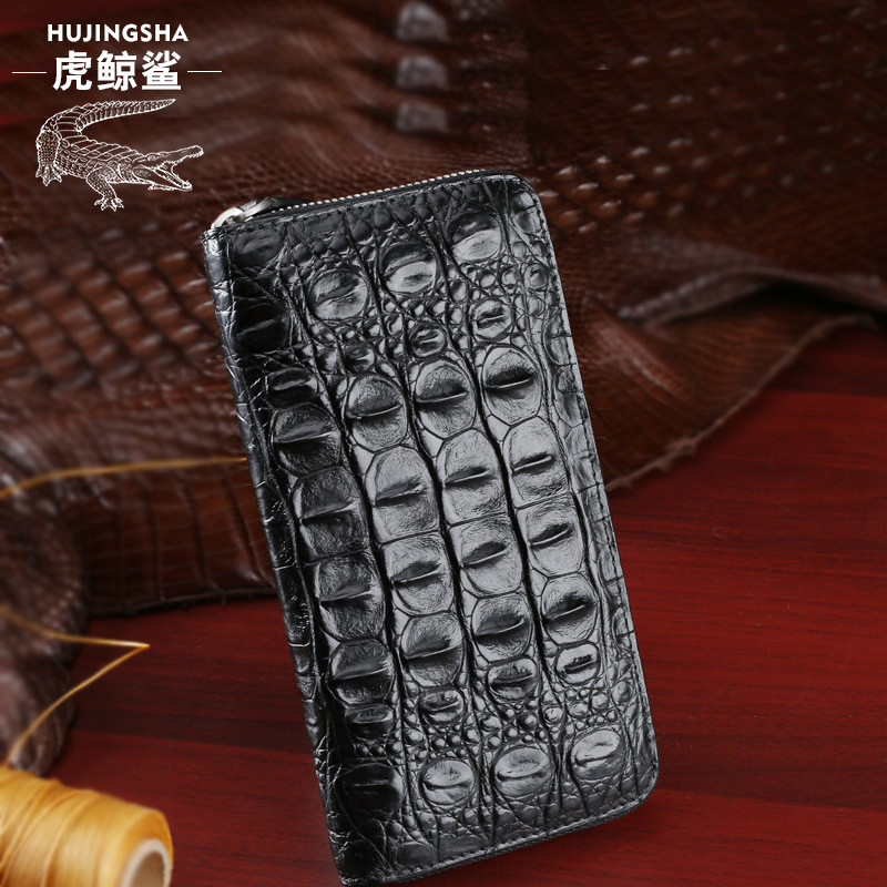 Dompet Kulit Buaya Baru Pria Clutch Kulit Asli Kasual Bisnis Dompet Panjang Ritsleting Dompet Koin