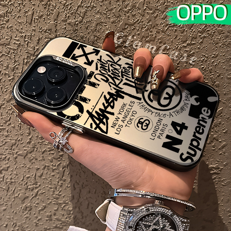 Keren Brand Glossy Hologram PC Case OPPO A18 A57 A16 A15 A17 A60 A3x A3s A5s A54 A53 A12 A31 A58 A1K