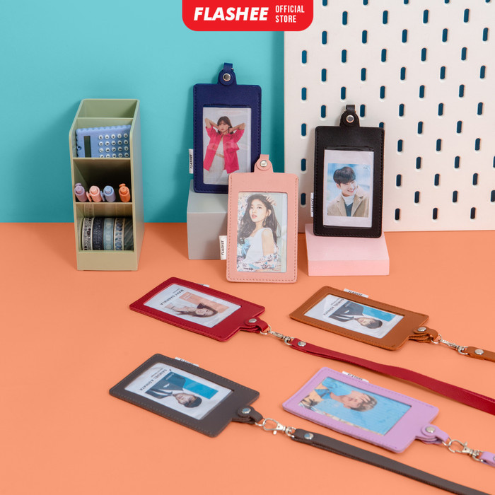 Name Tag Kulit Id Card Holder Kancing Lanyard Mika Satu Sisi Name Tag