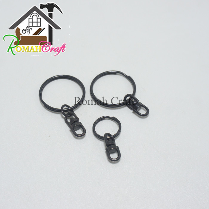 ( 10 Pcs ) Gantungan Kunci Tas 15 sd 25 mm Gantungan Kunci Polos Udang Rantai Hitam