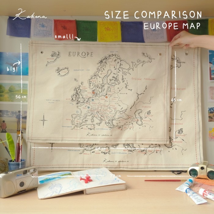 [[LUCKY]] PROMO TERMURAH World Map Fabric Poster | Hiasan Dinding Dekorasi Kamar  Peta Eropa, Small 
