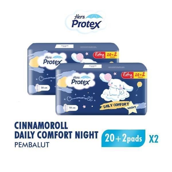 Hers Protex Daily Comfort Night Pembalut Wanita Cinnamoroll Bag Isi 20 + 2 Pcs x2