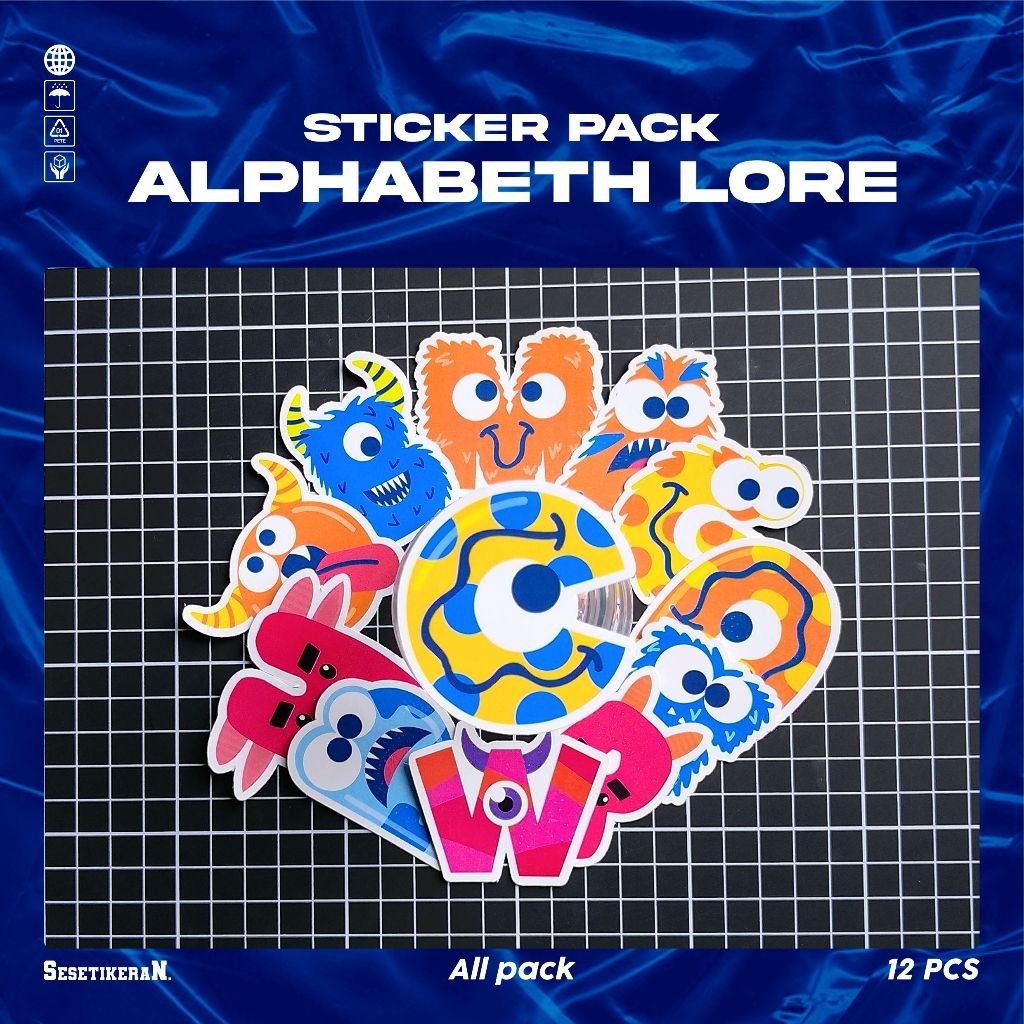

COD✨ Sesetikeran Stiker Pack Kartun Alfabet Lore Lucu Keren Untuk Koper Laptop Skateboard