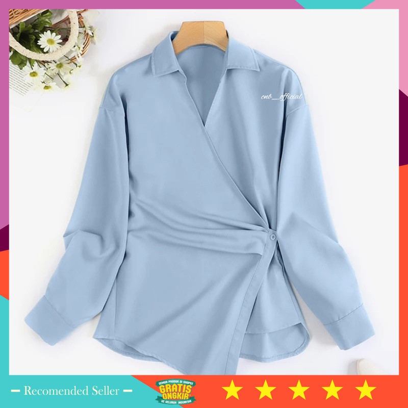 Baju Top Atasan Wanita Murah Korean Style Kekinian Modis Modern / Zevanya Blouse Oversize - Size S M