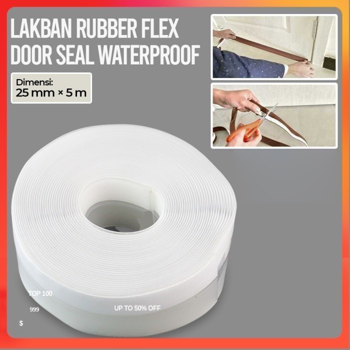 

Lakban Rubber Flex Door Seal Strip Bottom Waterproof 25 mm x 5 M