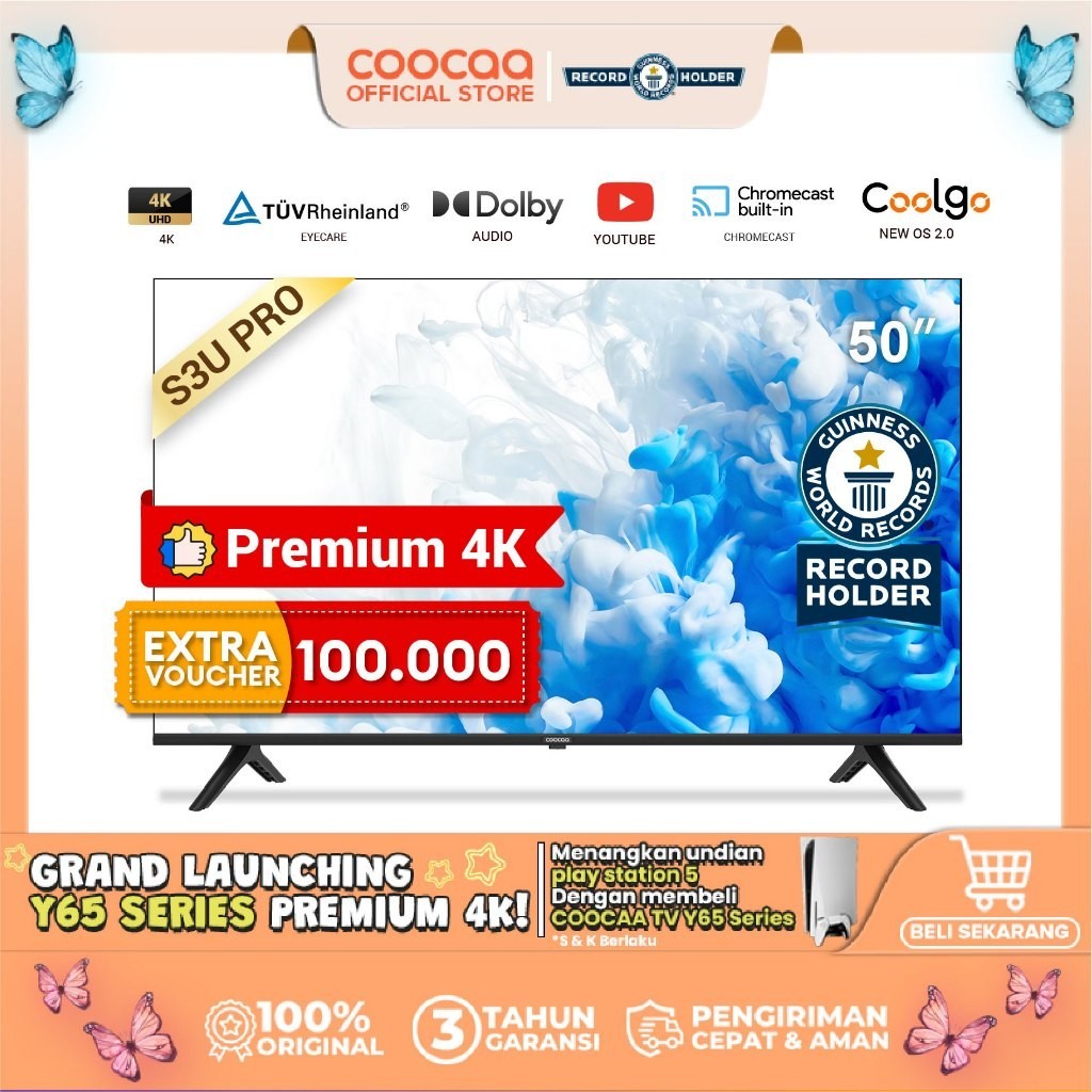 PROMO SPESIAL COOCAA 50 inch Smart TV - Digital TV - 4K - UHD - Dolby Audio - Youtube - Mirroring - 