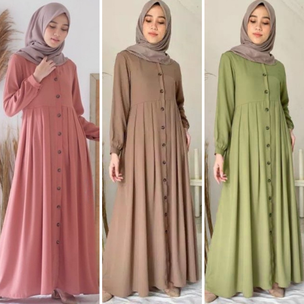 COD Baju Gamis Dress Kaima Rinjani Kancing Rempel Busui Friendly / gamis terbaru 2023 lebaran wanita