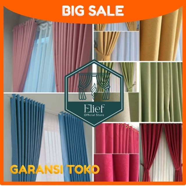 GORDEN BLACKOUT JENDELA TIRAI PINTU POLOS WARNA UNGU CREAM PINK