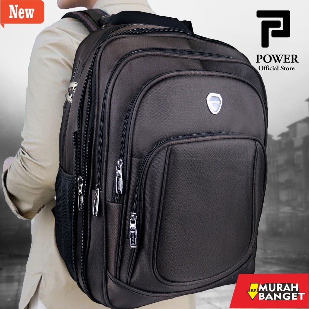 Tas ransel pria viral- Polo Power Tas Pria Ransel Laptop 20 inc Backpack Expanding Import Jumbo Size