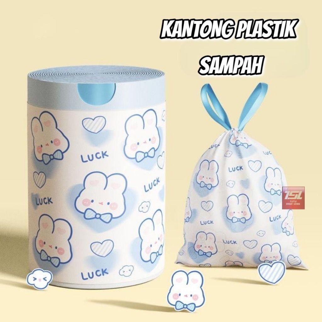 Kantong Plastik Sampah Tali Serut Gulung Jumbo 45x50 Cm isi 100 Pcs /MOTIF KELINCI  KANTONG PLASTIK 