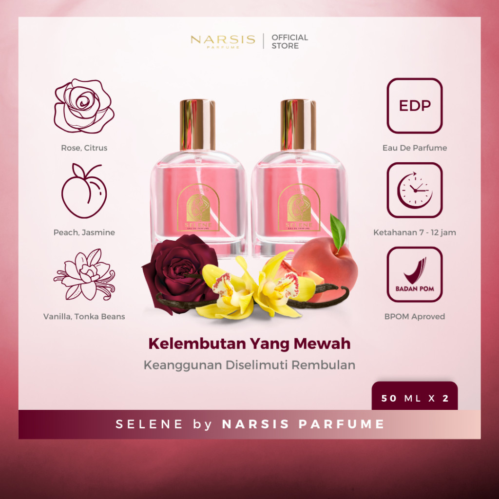 PARFUM NARSIS SELENE ORIGINAL Eau de Parfume 2 PCS - Parfume Pria Wanita Tahan Lama Bpom Terbaru