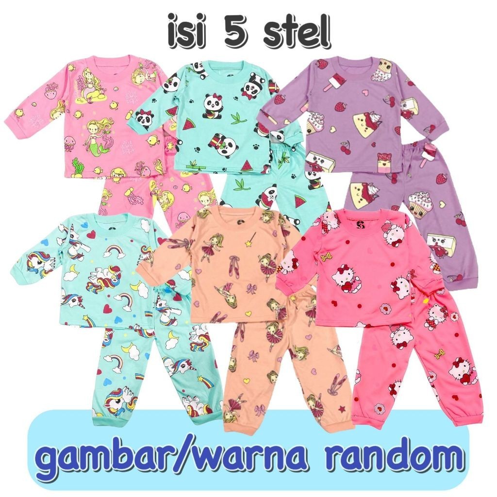 YEYA - (PAKET) BAJU TIDUR ANAK PP WARNA PEREMPUAN/CEWEK SETELAN/STELAN BAHAN KAOS KATUN