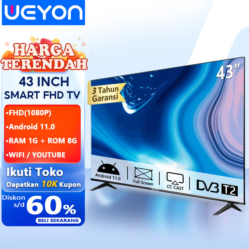 WEYON Sakura Smart Digital TV 43 inch 50 inch 55 inch TV Smart Led 43 inch 50 inch 55 inch TV Android  43 inch 50 inch 55 inch Led TV Murah Promo-Mirroring - Browser/Youtube