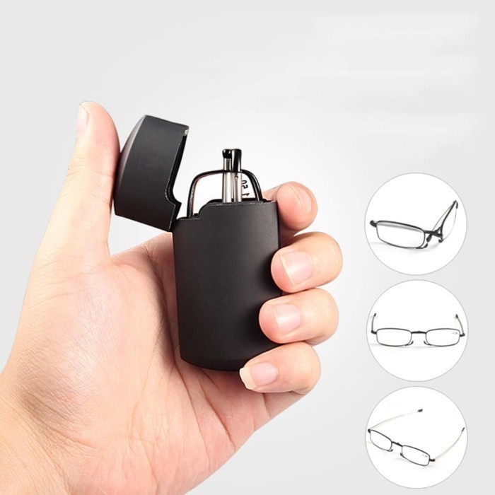 Kacamata Baca Lipat Mini Alat Bantu Penglihatan Orang Tua Plus kiri kanan + 1 1,5 2 2,5 3 3,5 4 Rabun Jarak Dekat Presbiopia Folding Reading Mini Glasses Lensa Portabel