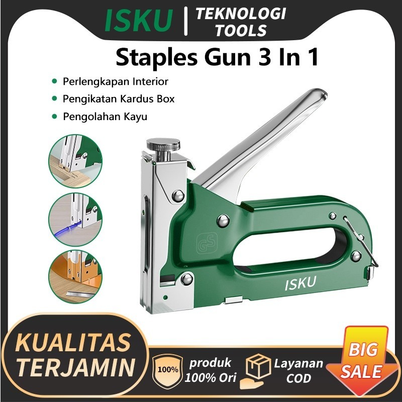 

[PROMO MURAH] ISKU staples gun/Staples Stapler Tembak 3 In 1 Set/Metal Tacker Professional