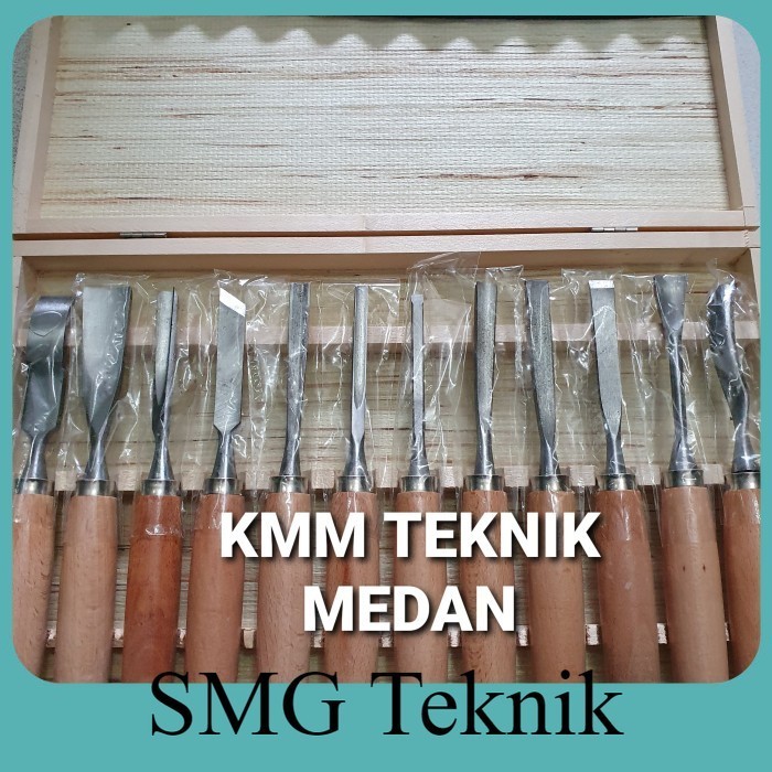 Berkualitas MATA PAHAT BUBUT KAYU TANGAN GAGANG KAYU 12 PCS WOOD CARVING BLADE JNL097