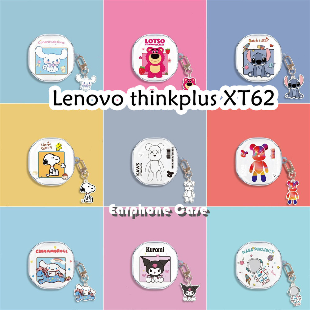 【inovasi】Untuk Lenovo thinkplus XT62 Case Kartun transparan Soft Silicone Earphone Case Cover