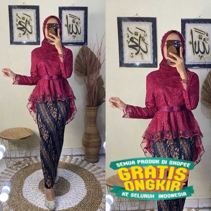 RR KEBAYA MODERN SETELAN KEBAYA AURORA TILLE KEBAYA WISUDA/ Menyala