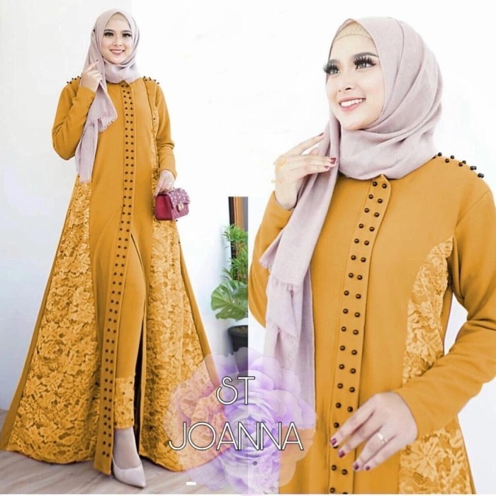 SETELAN ANNA MUSTARD TUNIK SET CELANA PANJANG MEWAH MURAH AT