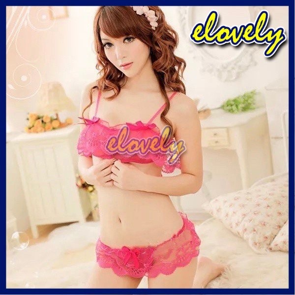 Elovely Lingerie Sexy Hot Pakaian Dalam Wanita Lingerie Set Sexy Renda Transparan | L023