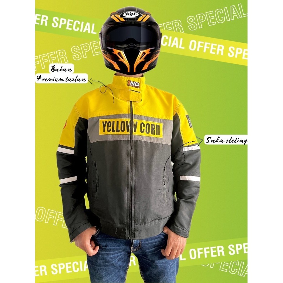 Diskon- jaket yellow corn 1nd racing jaket touring jaket riding motor