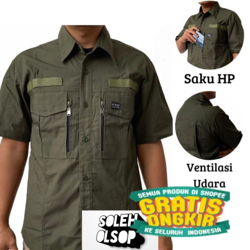 Kemeja Tactical W tac Lengan Pendek Kemeja Tactical/ jumbo big size besar