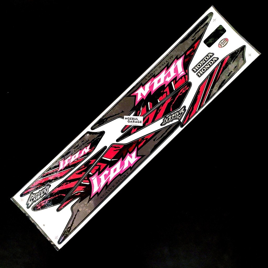 Stiker Beat Karbu Icon Thailand Variasi Striping MERAH HITAM PINK