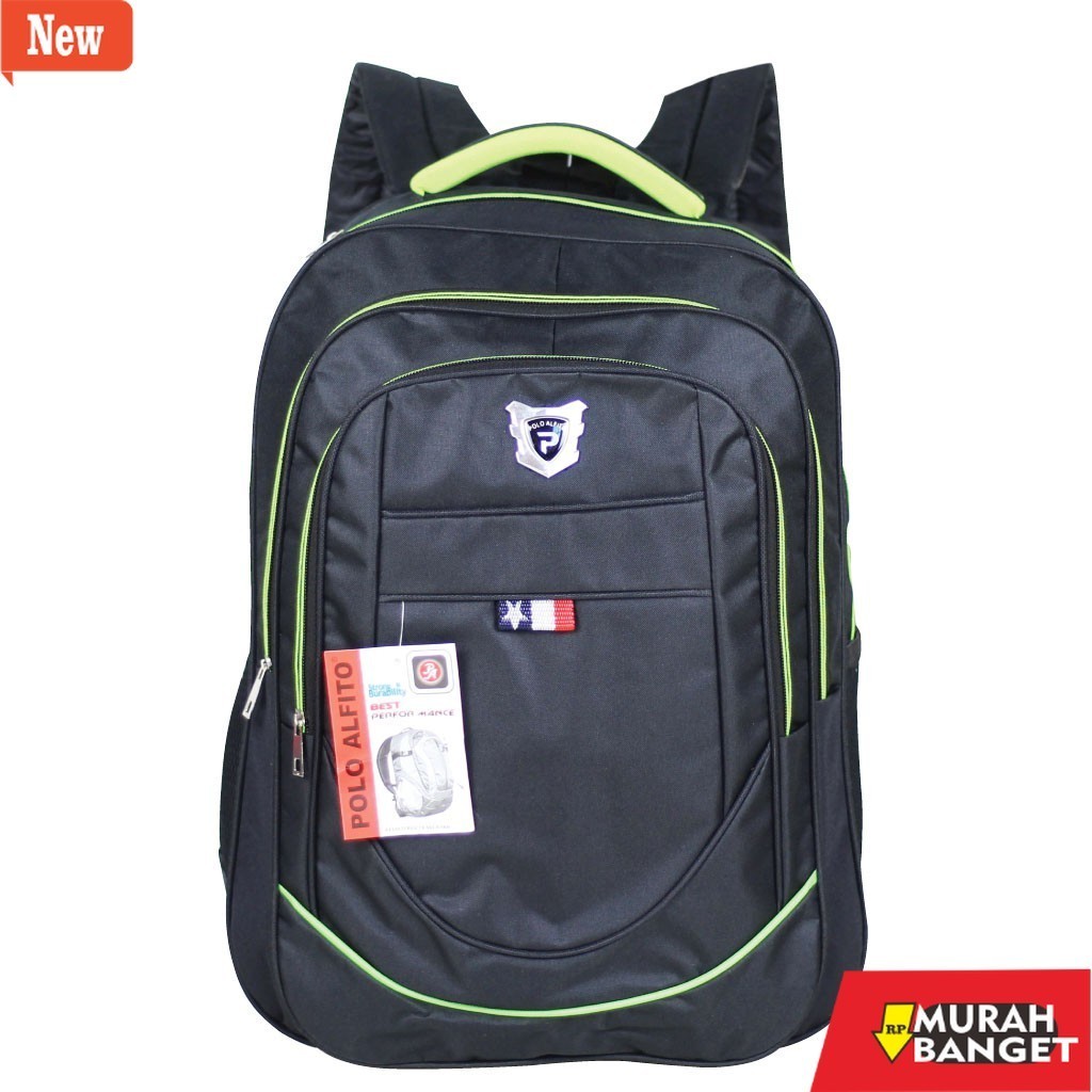 Tas Ransel Pria Kekinian Ransel Besar Pria Wanita POLO ALFITO Bendera HITAM HIJAU Tas Hitam Tas Back
