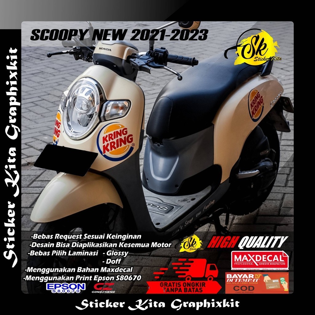 452 DECAL STICKER FULLBODY MOTOR SCOOPY NEW 2021-2023 SIMPEL POLOS LIST TULISAN KRING BEBAS REQUEST