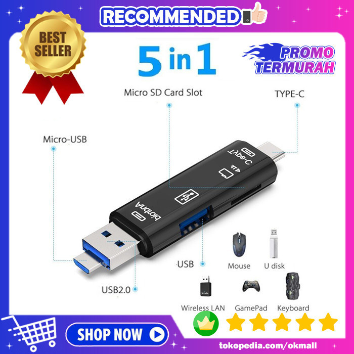 Best Adaptor Converter OTG Micro SD Card Reader Type C Micro USB Portable