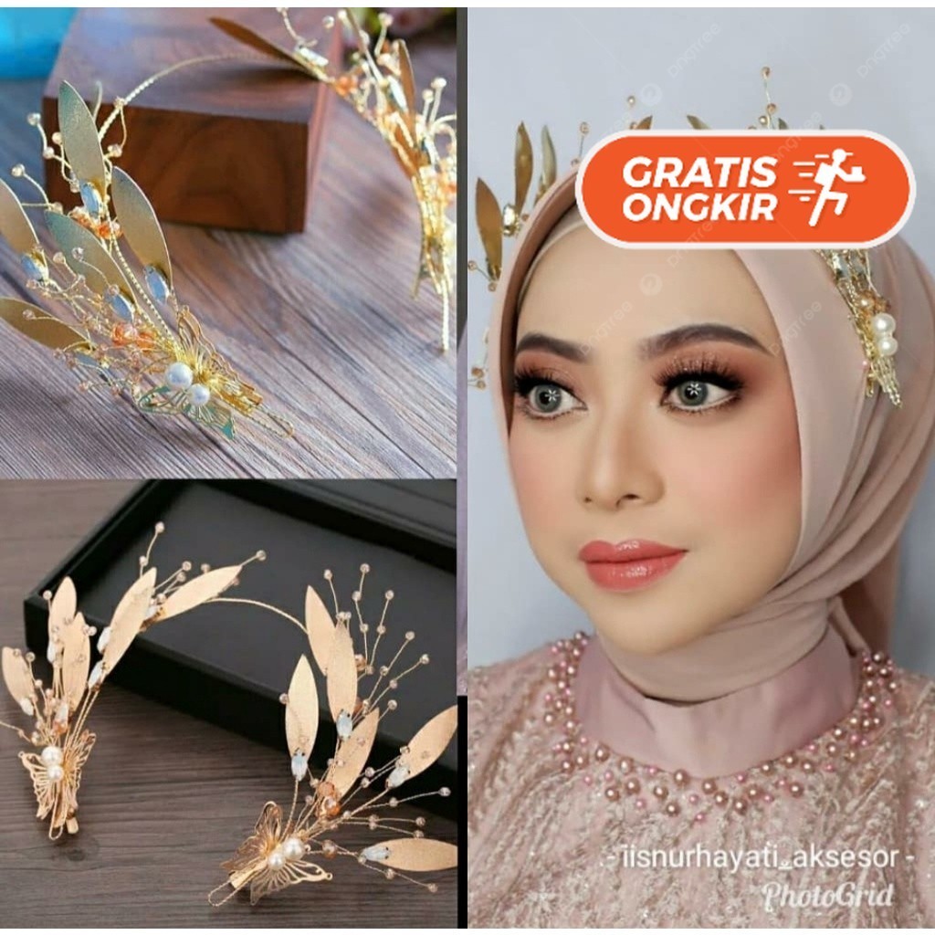 Terlaris ~Crane Headpiece - Hiasan Hijab / Kepala Elegan Mahkota Pengantin Bridesmaid Bros Cantik Br