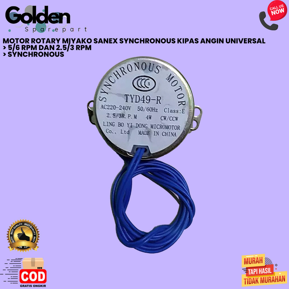 MOTOR ROTARY MIYAKO SANEX SYNCHRONOUS KIPAS ANGIN UNIVERSAL (GOLDEN)