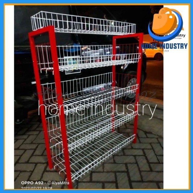 Rak Ciki Besi Ss 5 roda/ Rak Serbaguna Mini Market / Rak Display Roda Susun 5 Tebal / Rak Besi / Rak