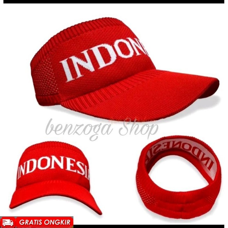 Topi Senam Merah Putih Kemerdekaan Indonesia Olahraga Wanita Dewasa