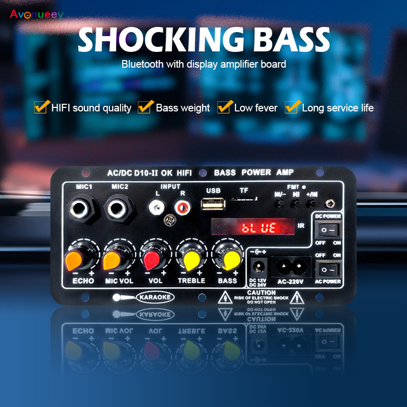 400W Amplifier Board 8-12 Inci Bluetooth Amplifiers HIFI BASS Speaker AC 220V 12V 24V Penguat Blueto