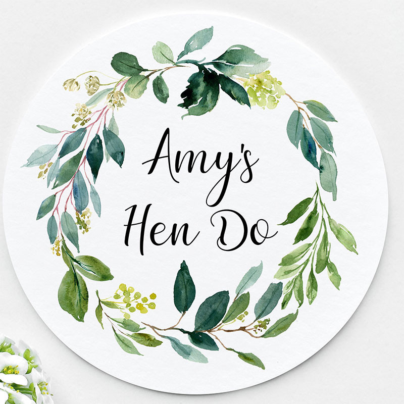 

Personalized Eucalyptus Leaves Wreath Wedding Stickers Custom Text Labels Suitable for Weddings, Birthdays, Gifts