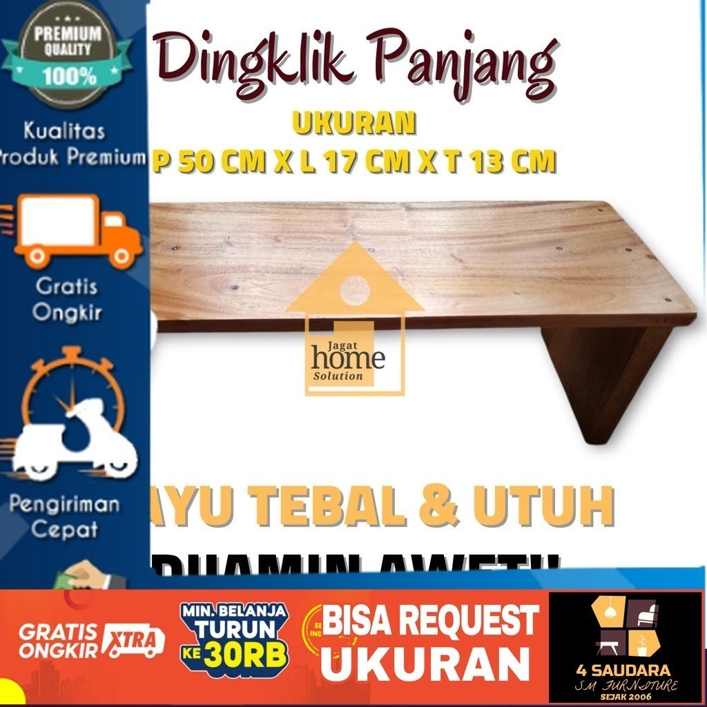 Promo Dingklik Panjang 50 Cm x 17 Cm x 13 Cm Jojodog Jengkok Kursi Jongkok Dingklik Kayu Bisa Custom