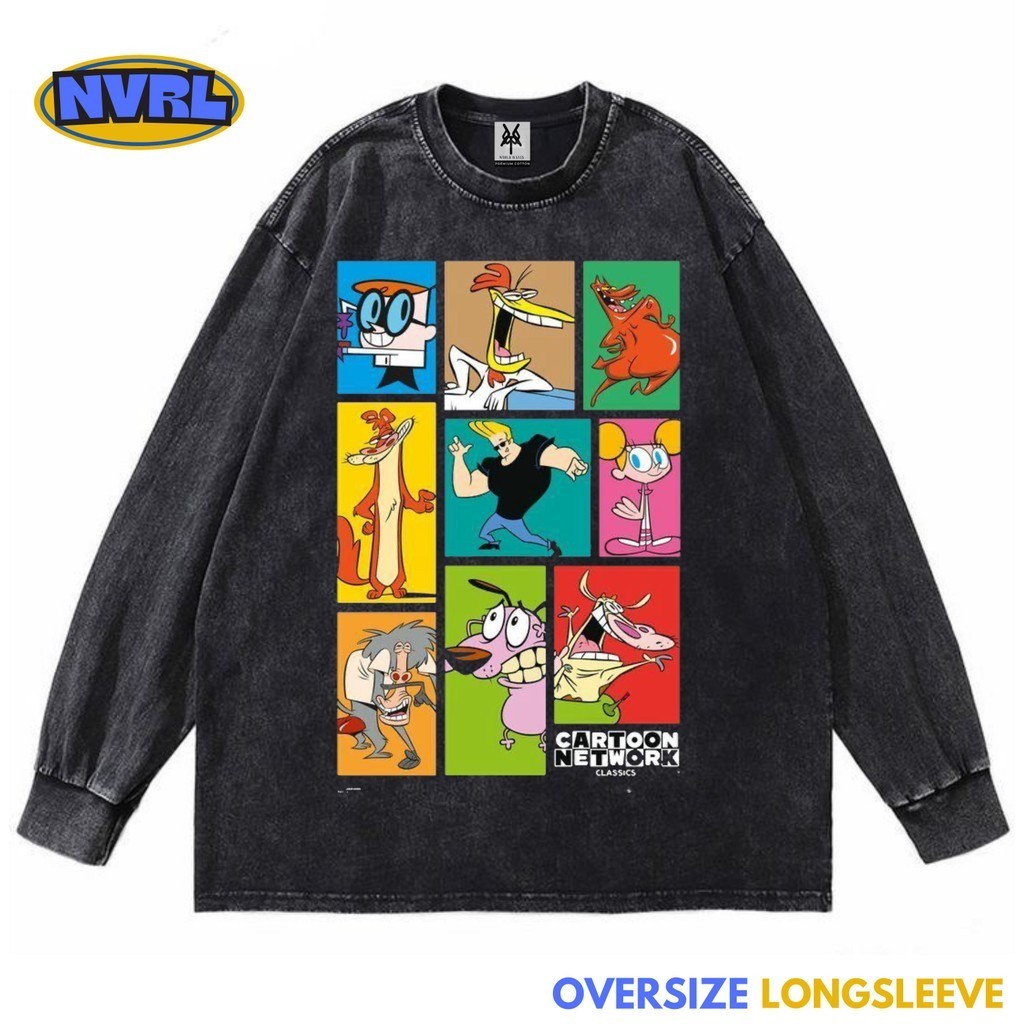 Kaos oversize longsleeve cartoon network premium washed washing vintage tee