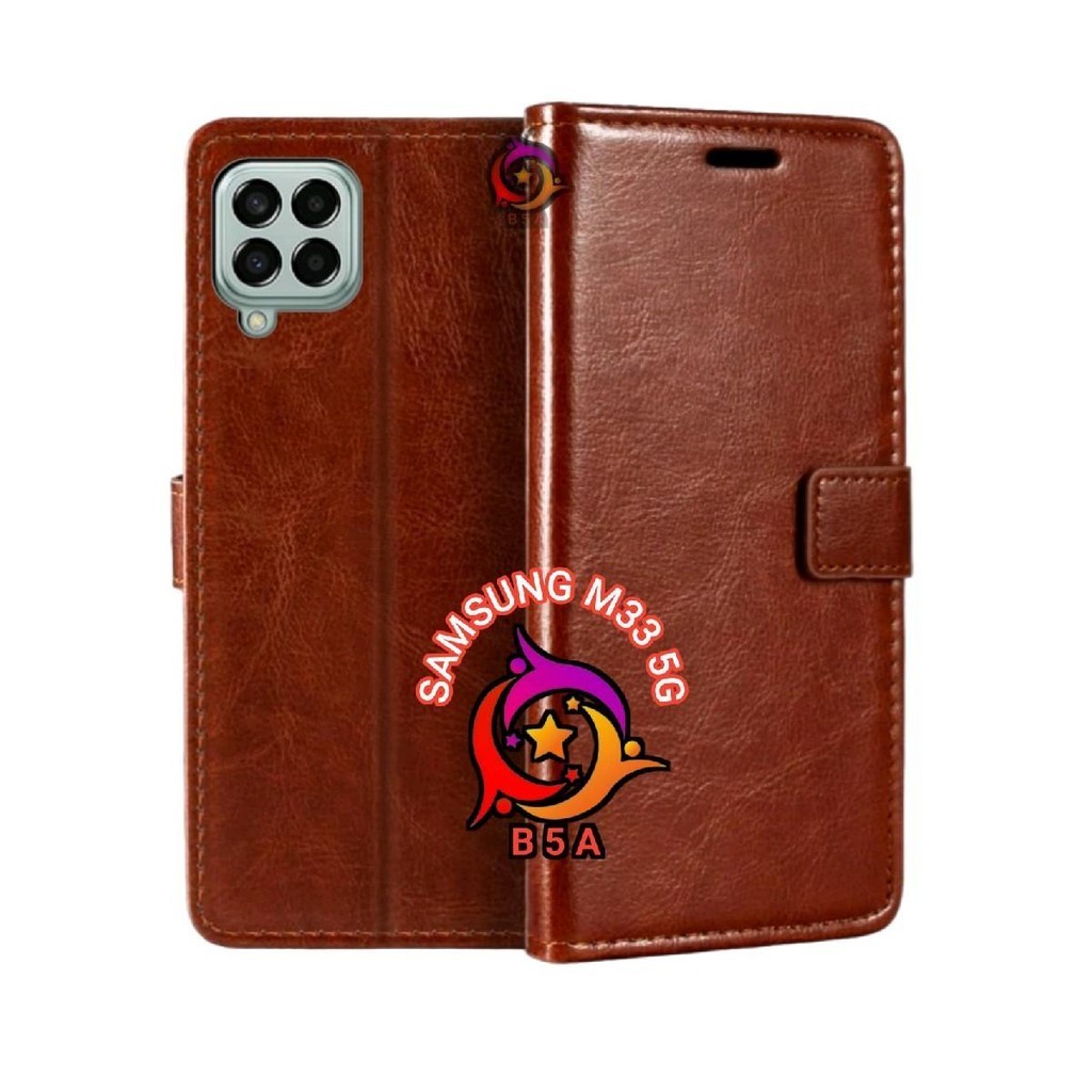 Case SAMSUNG M33 5G Flip Cover Wallet Leather Casing Dompet Kulit Untuk-Samsung m33 5g Slot Card War