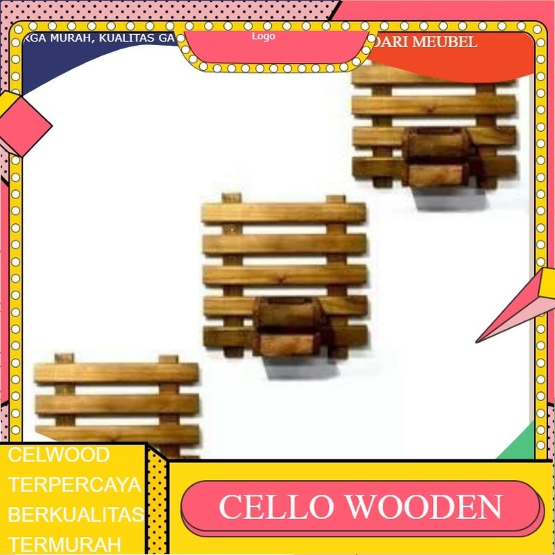 Gantungan Pot Bunga Kayu Tempel/Tatakan Pot Bunga /wooden/wooden craft
