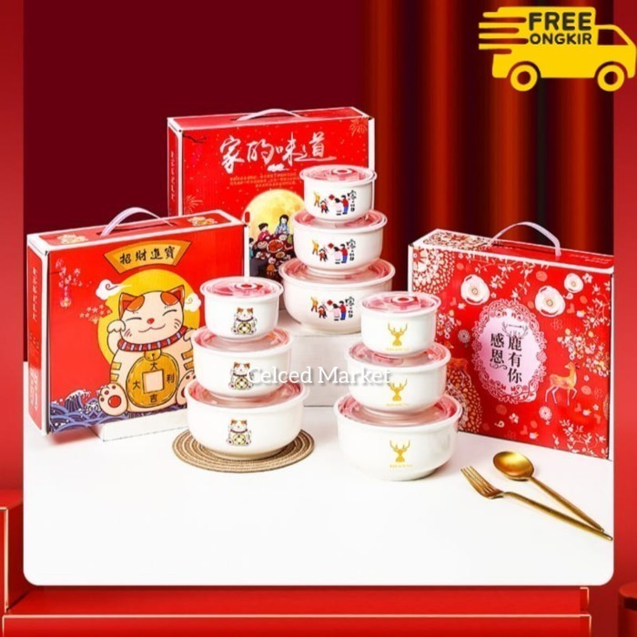 

✨LARIS✨ -HAMPERS MANGKOK KERAMIK BEAR /KADO GIFT SET HAMPERS PINDAH RUMAH - FAMILY, NO BUBBLE