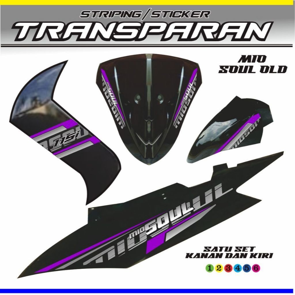 STIKER MOTOR STRIPPING MIO SOUL TRANSPARAN UV CLEAR SIMPEL YAMAHA MIO SOUL KARBU VIETNAM