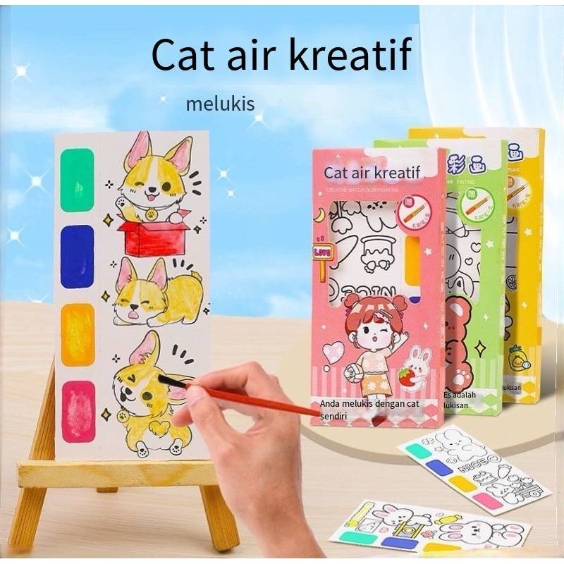 

Pewarnaan Tangan/PAKET MELUKIS ANAK CAT/Buku Mewarnai Catatan Cat Air/Lukisan Guas Grafiti/Bawa Cat Anda Sendiri